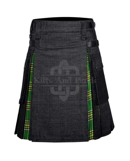 Black Cotton Wallace Hunting Hybrid Kilt