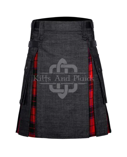 Black Denim Scottish Rose Hybrid Kilt