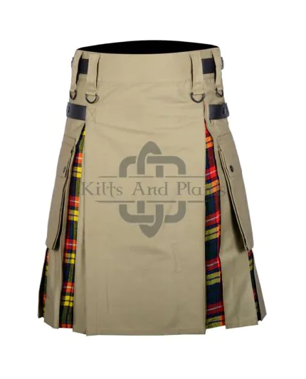 Khaki Cotton Buchanan Tartan Hybrid Kilt