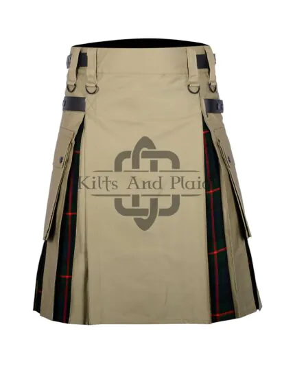 Khaki Cotton Gunn Tartan Hybrid Kilt