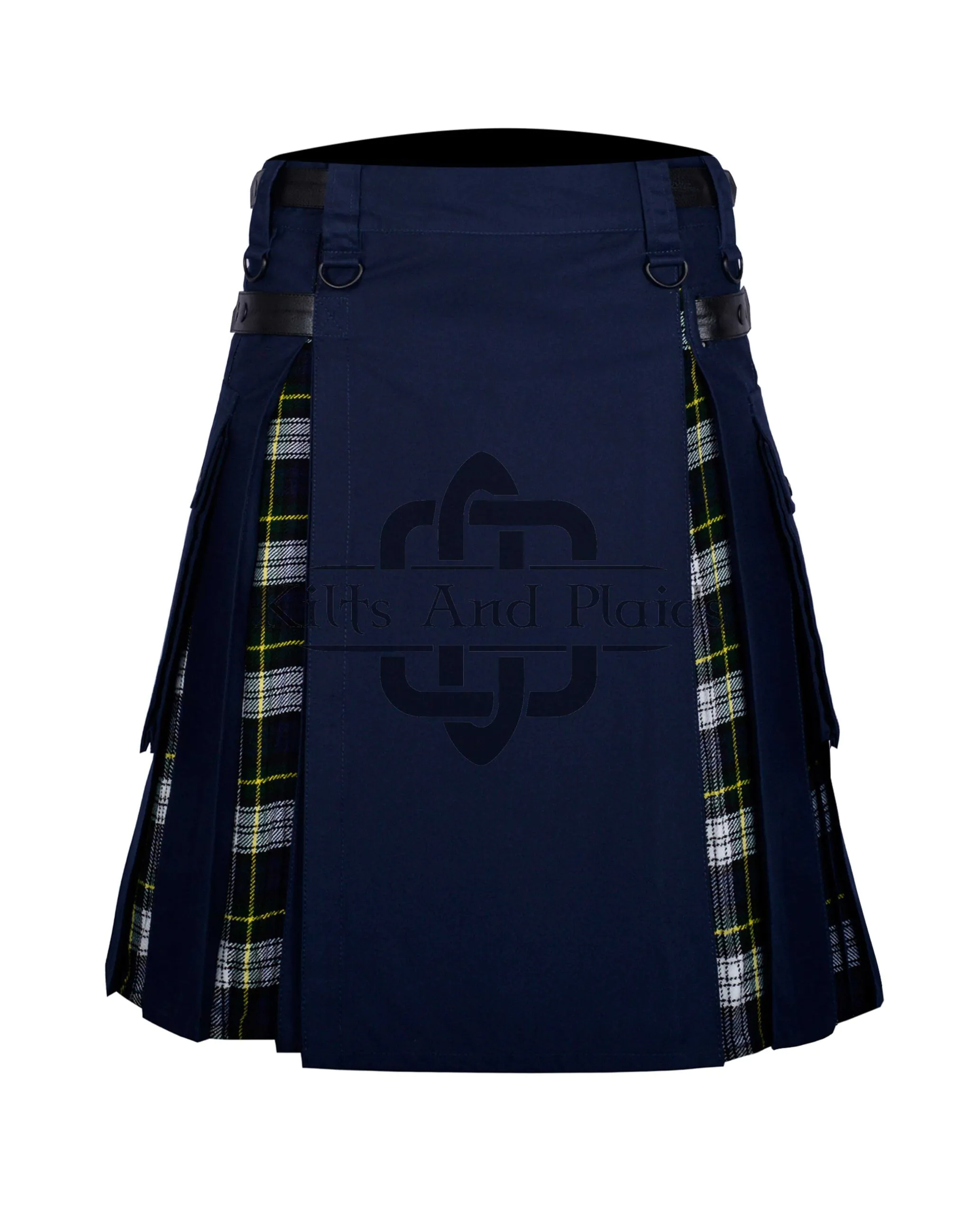 Navy Blue Cotton - Dress Gordon Tartan Hybrid Kilt
