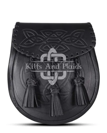 Black Leather Embossed Day Sporran