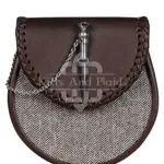 Brown Leather and Gray Tweed Sporran