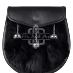 Black Leather Rabbit Fur Semi Dress Sporran