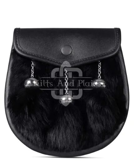 Black Leather Rabbit Fur Semi Dress Sporran