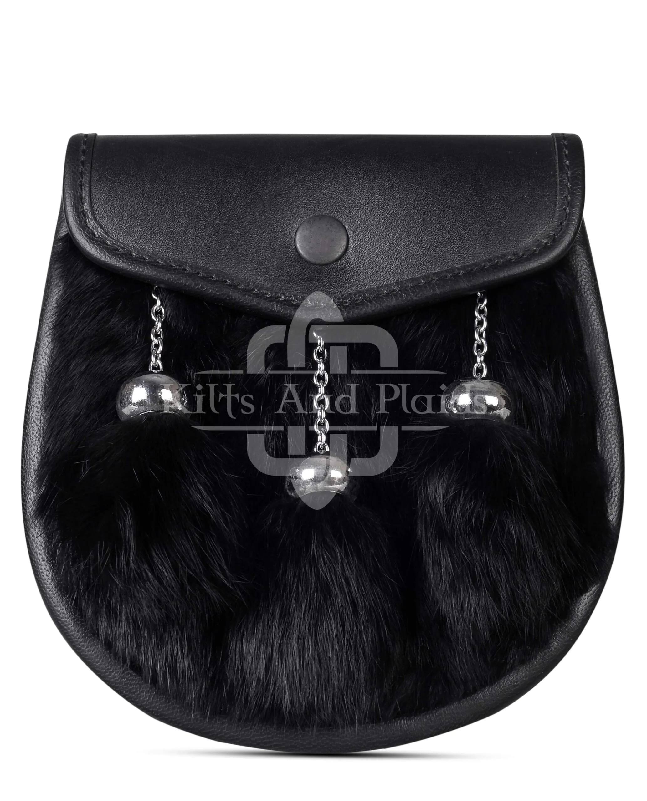 Black Leather Rabbit Fur Semi Dress Sporran