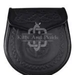 Double Embossed Black Leather Day Sporran