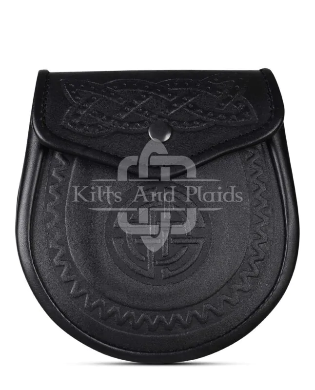 Double Embossed Black Leather Day Sporran
