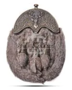 Brass Stag Head Brown Rabbit Fur Sporran