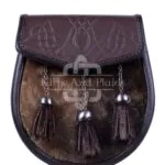 Brown Leather Special Embossed Seal Fur Sporran