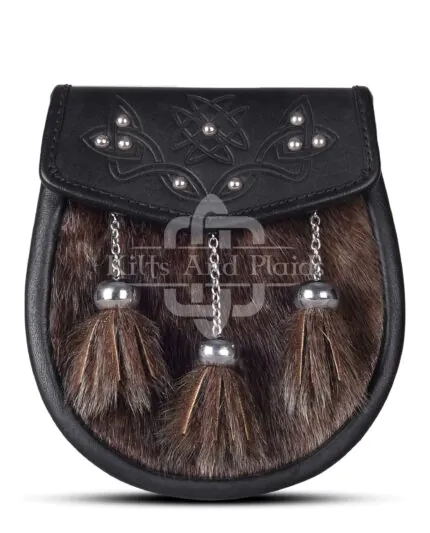 Brown Seal Fur Semi Dress Embossed Sporran