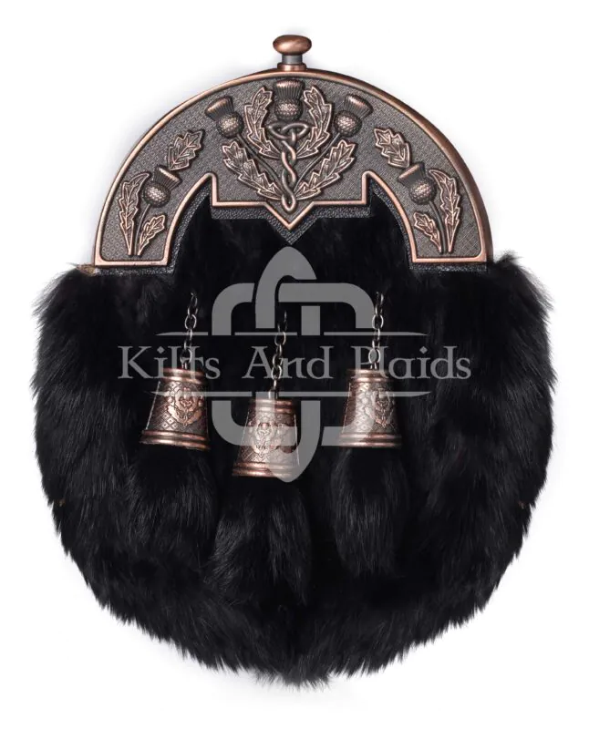Bronze Thistle Black Rabbit Fur Sporran