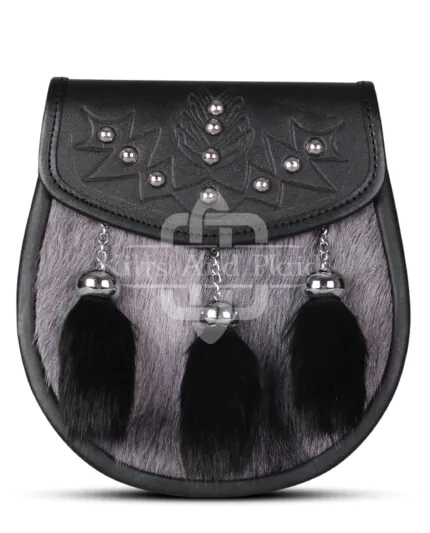 Gray Black Rabbit Fur Semi Dress Sporran
