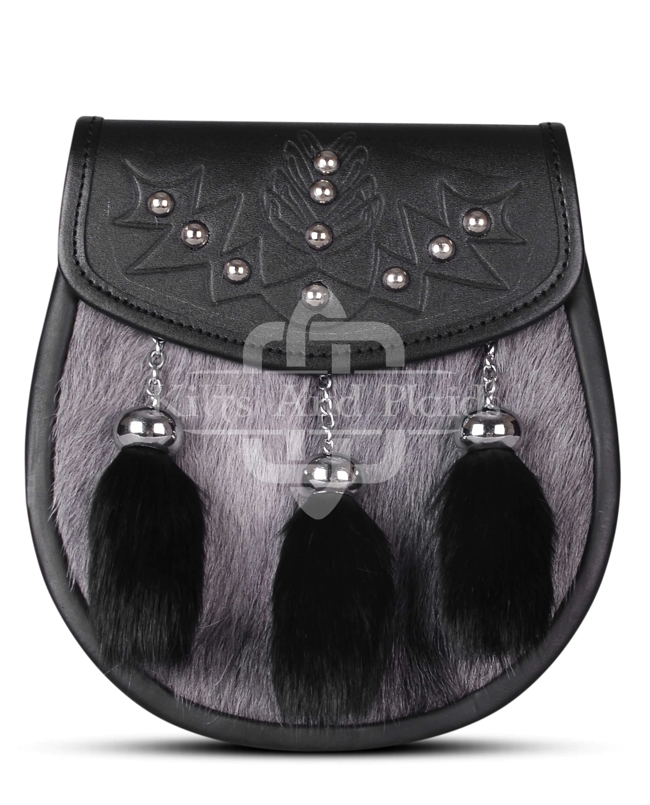 Gray Black Rabbit Fur Semi Dress Sporran