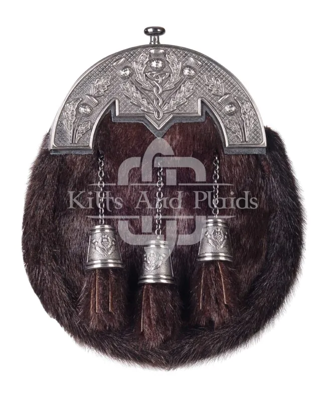 Nickle Brushed Thistle Seal Fur Sporran