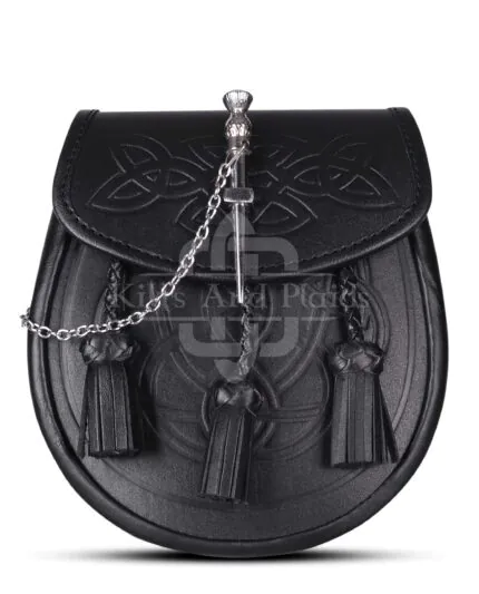 Black Leather Pin Lock Embossed