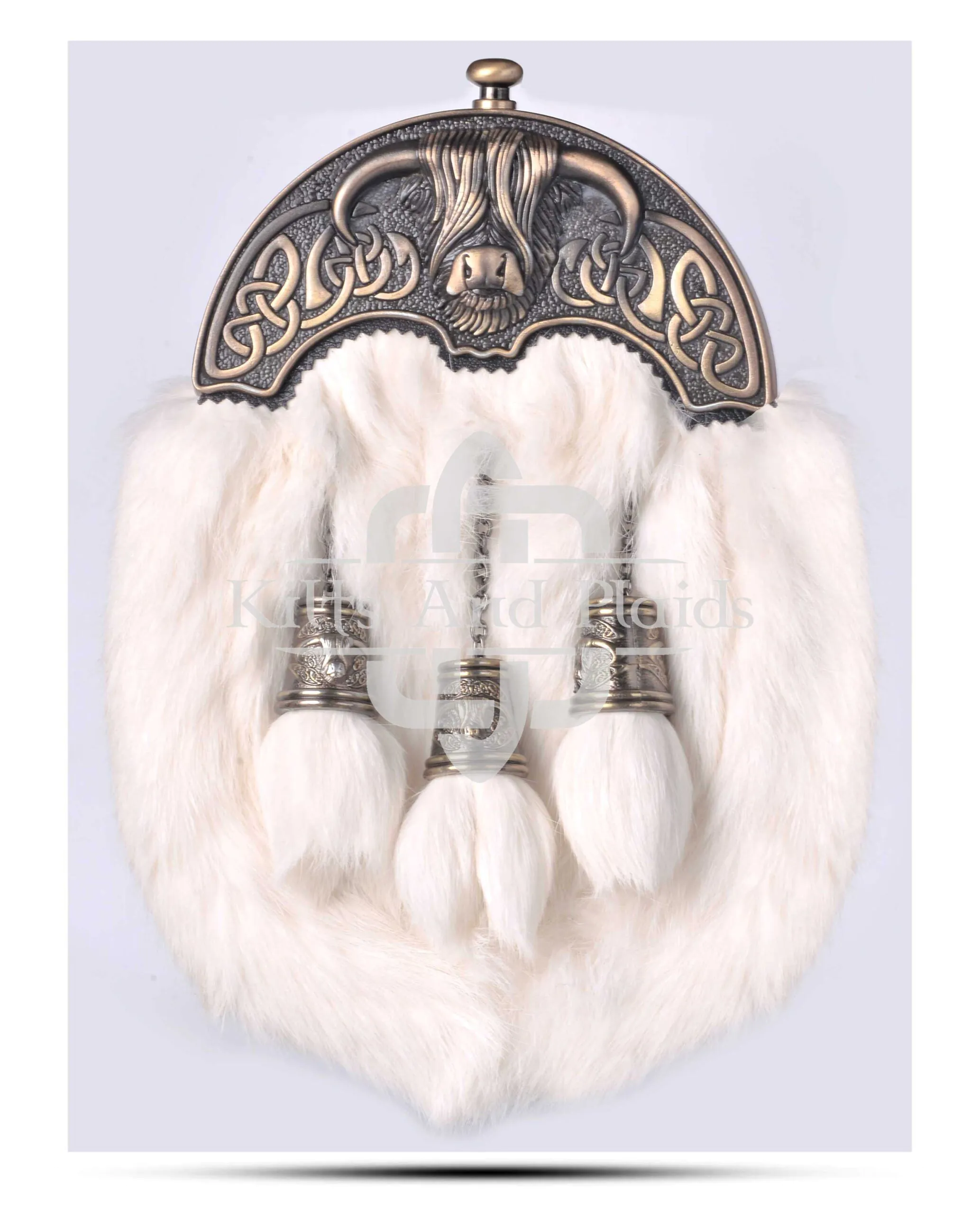 Brass Highland Cow White Rabbit Sporran