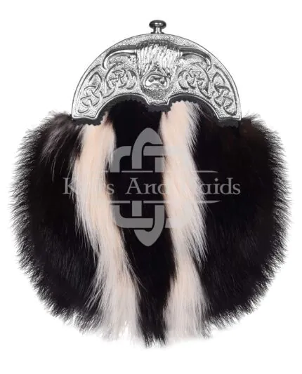 Silver Highland Cow Skunk Fur Full Dress Sporran