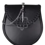 Black Leather Pin Lock Plain Day Sporran