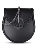 Black Leather Pin Lock Plain Day Sporran