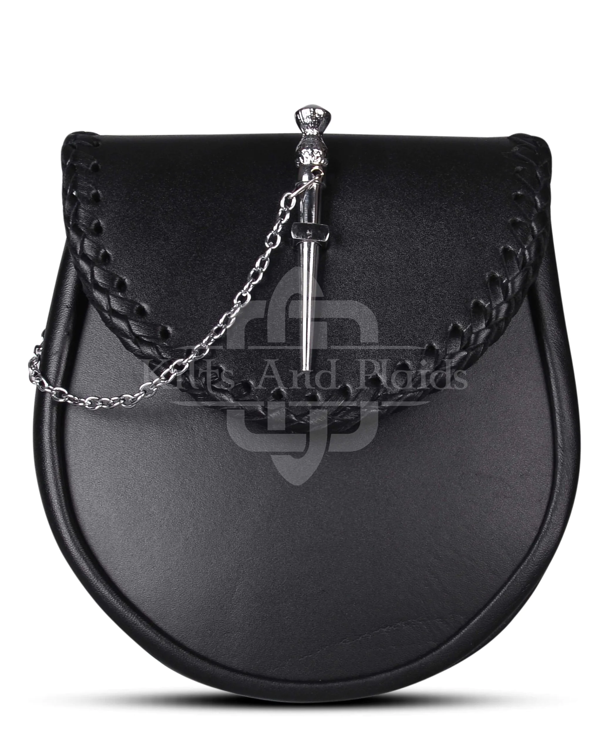 Black Leather Pin Lock Plain Day Sporran