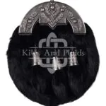 Nickle Brushed Thistle Black Rabbit Fur Full Dress Sporran