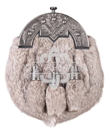 Nickel Brushed Thistle Brown Rabbit Fur Sporran