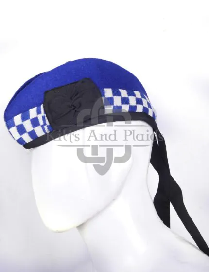 Royal Blue Wool Diced Glengarry Cap