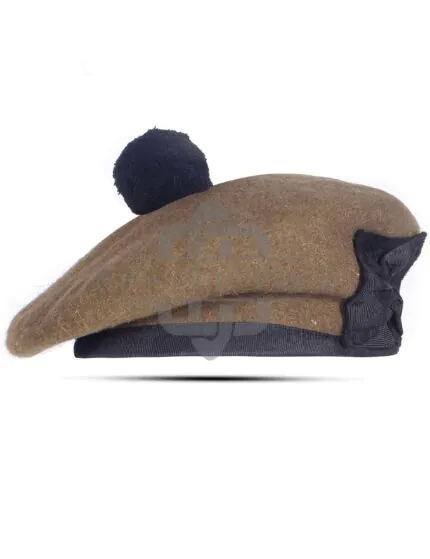 Khaki Wool Plain Balmoral Cap