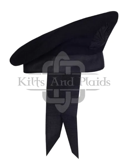 Black Wool Plain Balmoral Cap