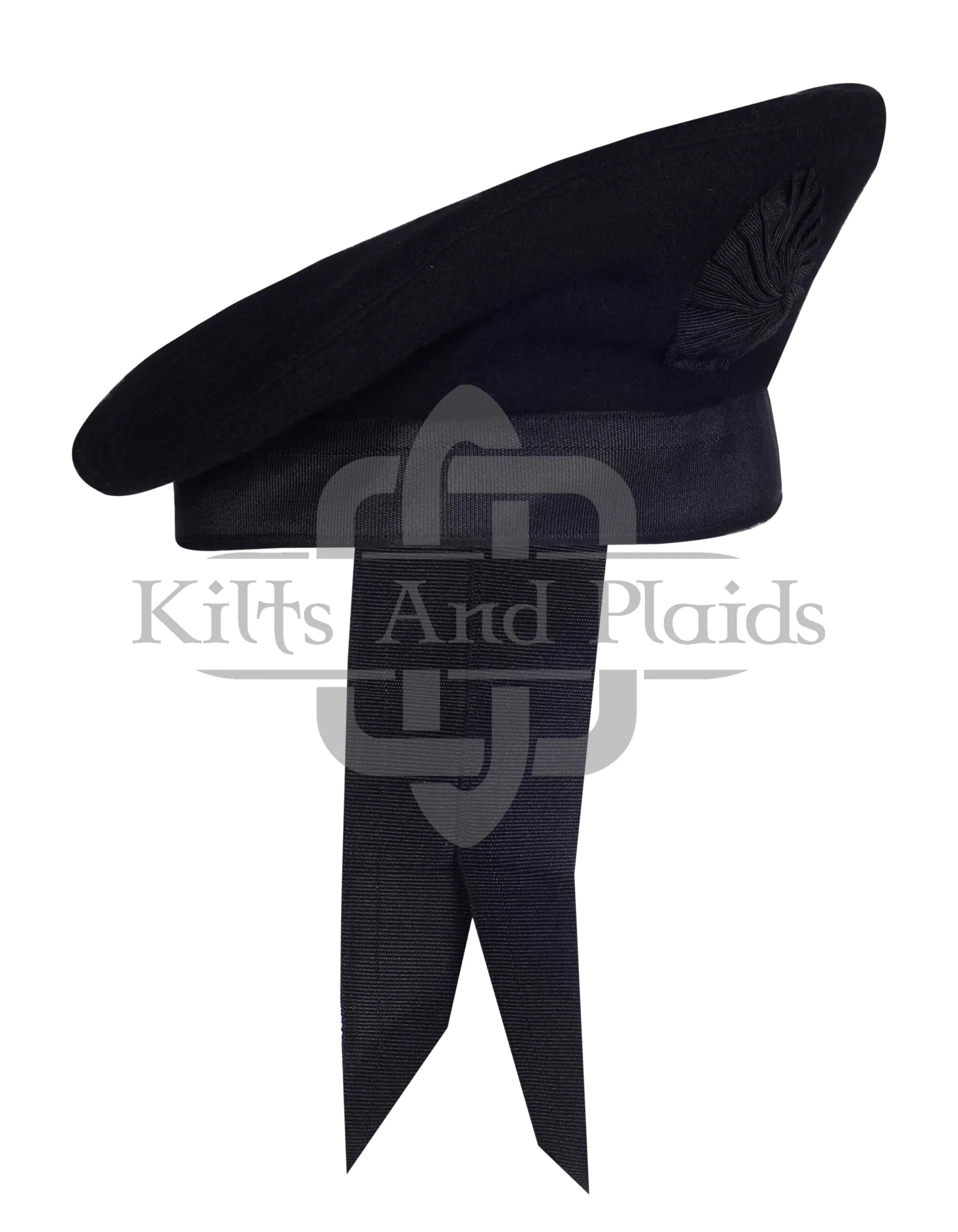 Black Wool Plain Balmoral Cap