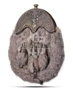 Brass Stag Head Brown Rabbit Fur Sporran - Image 3