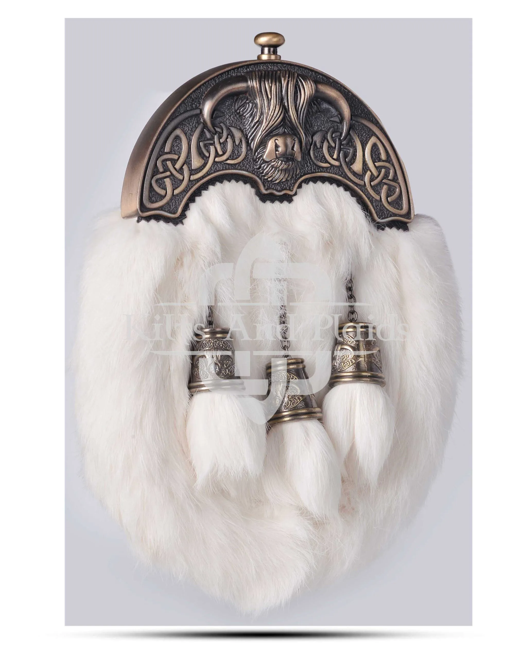 Brass Highland Cow White Rabbit Sporran