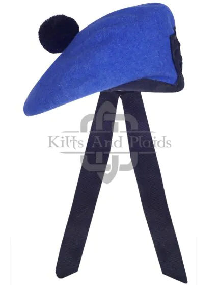 Royal Blue Wool Plain Balmoral Cap