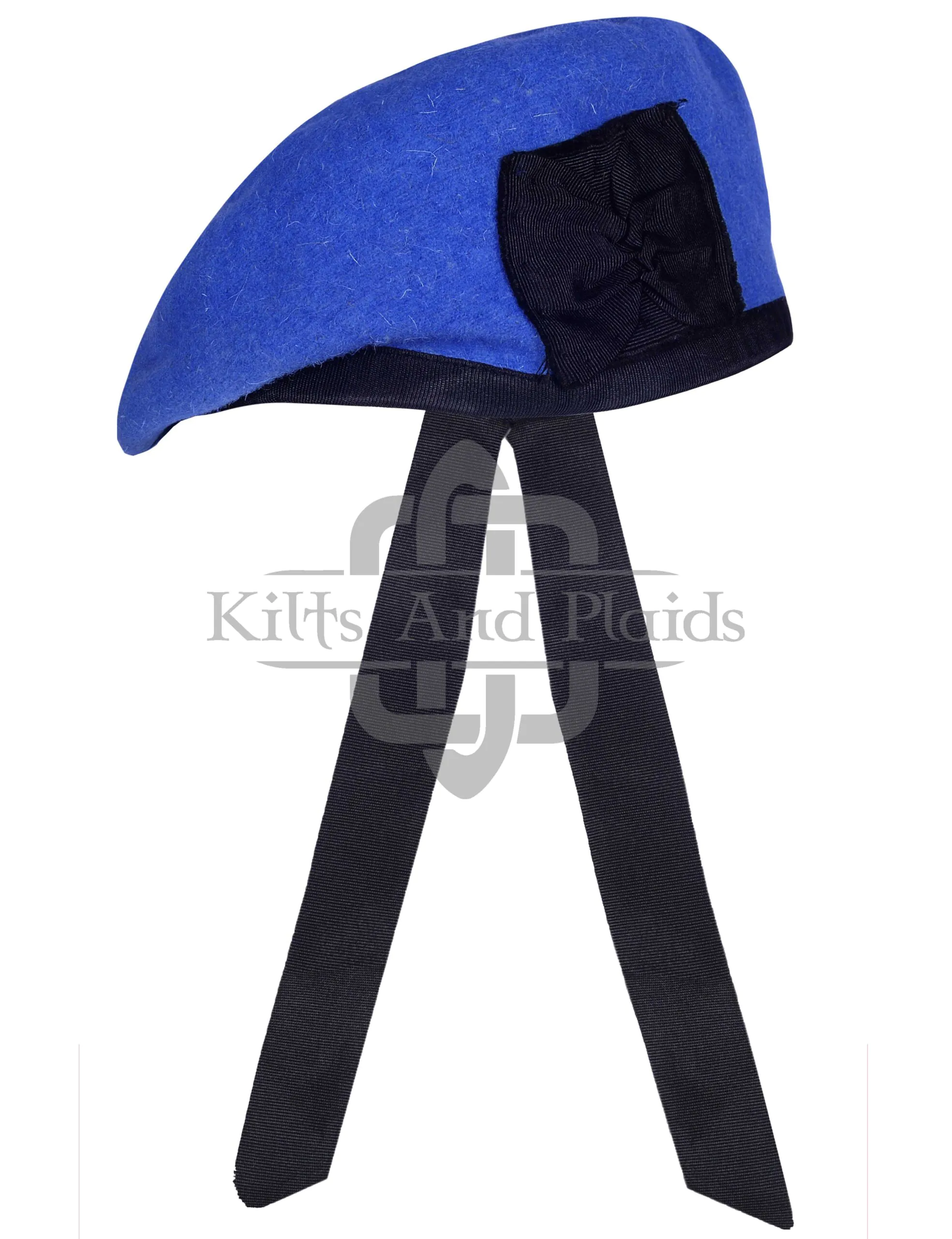 Royal Blue Wool Plain Balmoral Cap