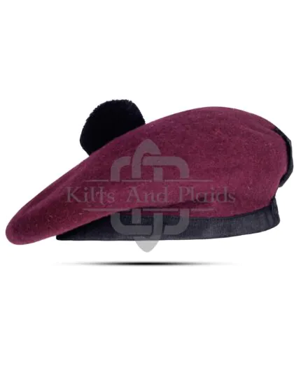 Maroon Wool Plain Balmoral Cap