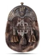 Brass Highland Cow Seal Fur Sporran