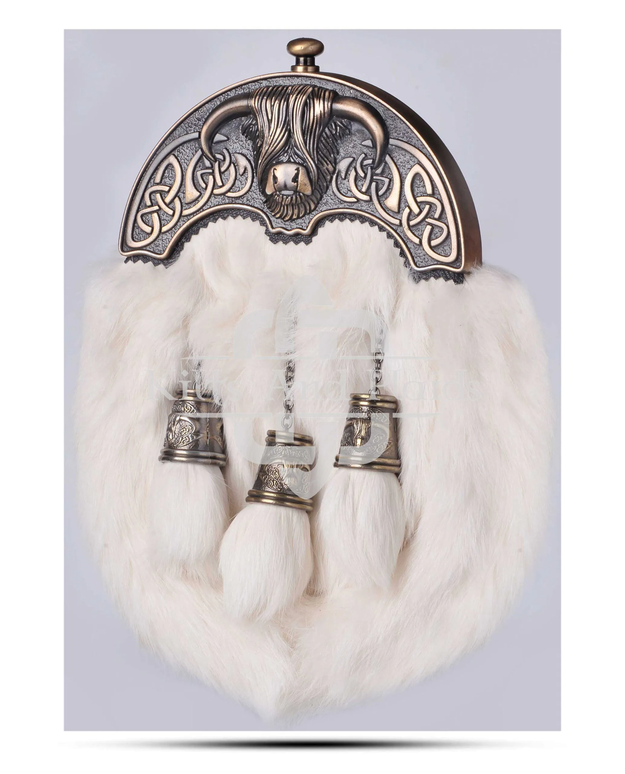 Brass Highland Cow White Rabbit Sporran
