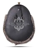 Brass Stag Head Brown Rabbit Fur Sporran - Image 4