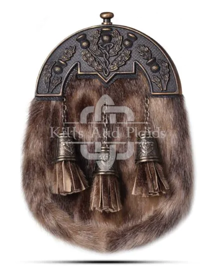 Brass Thistle Seal Fur Sporran
