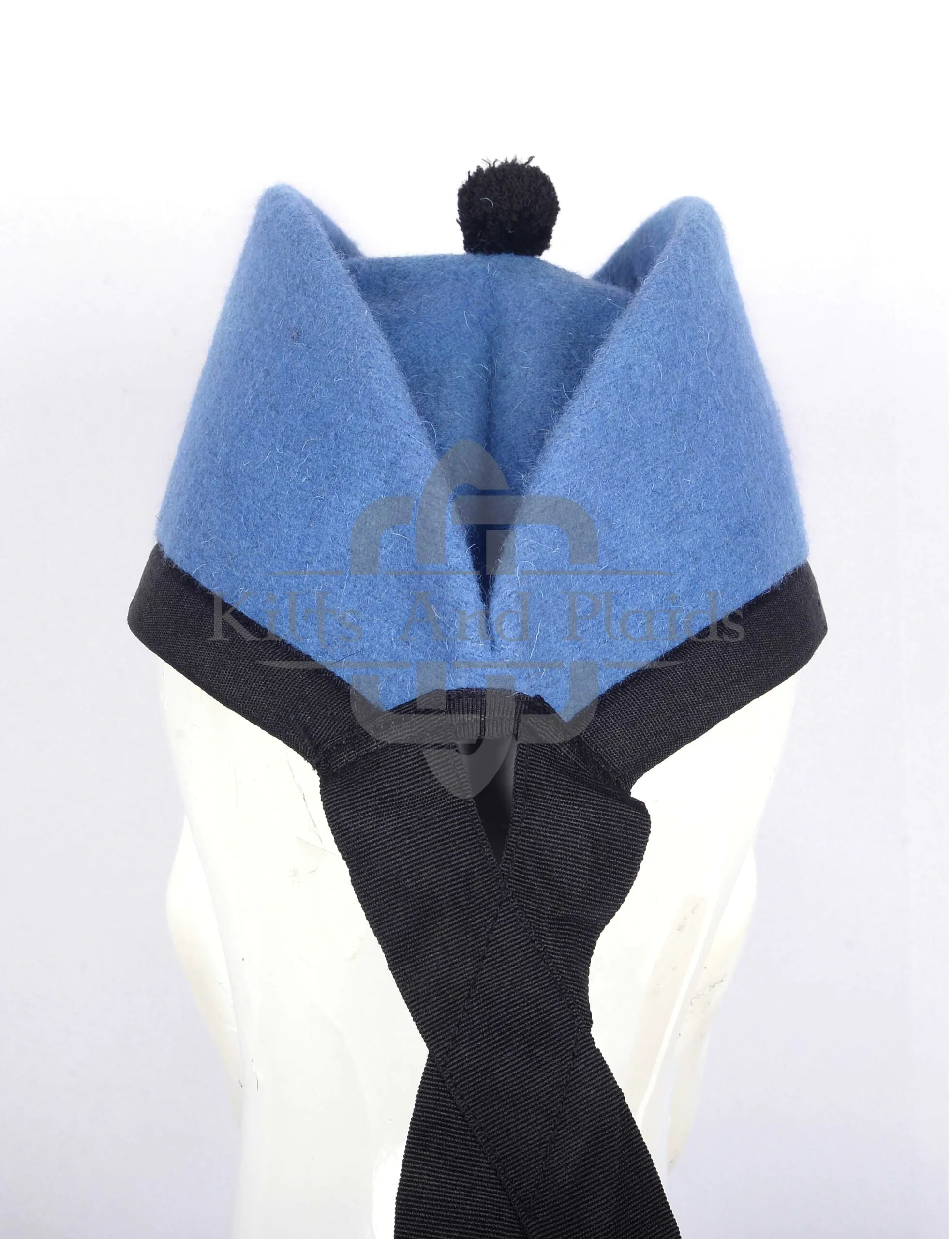 Sky Blue Wool Plain Glengarry Cap
