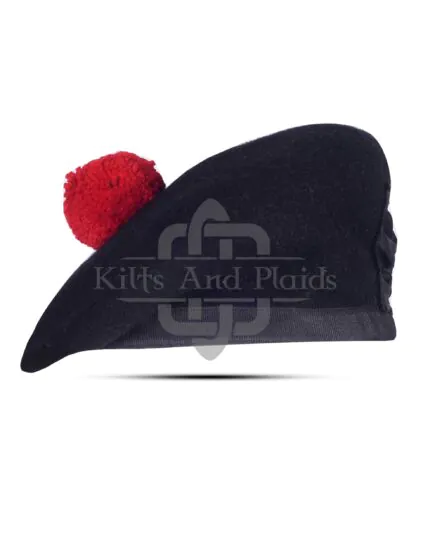 Black Wool Plain Balmoral Cap