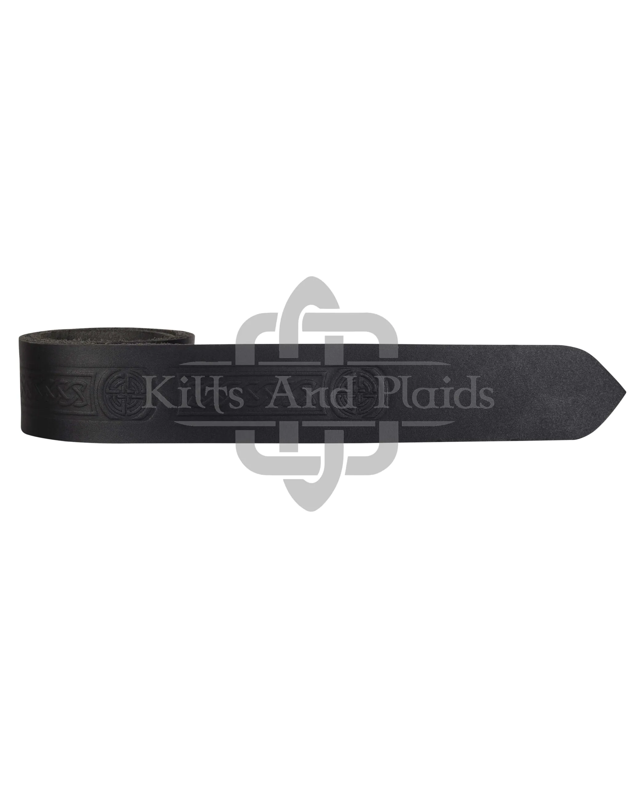 Celtic Knots and Circle Embossed Black Leather Kilt Belt - Image 3