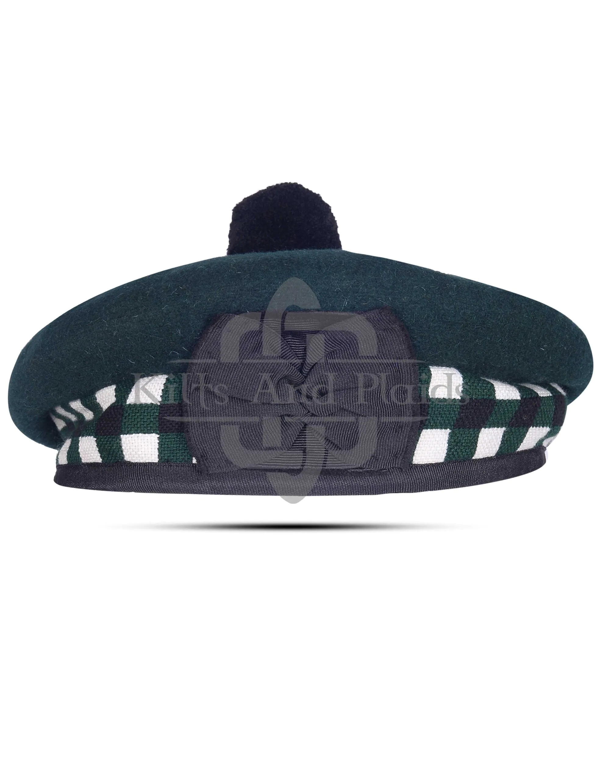 Green Wool Diced Balmoral Hat