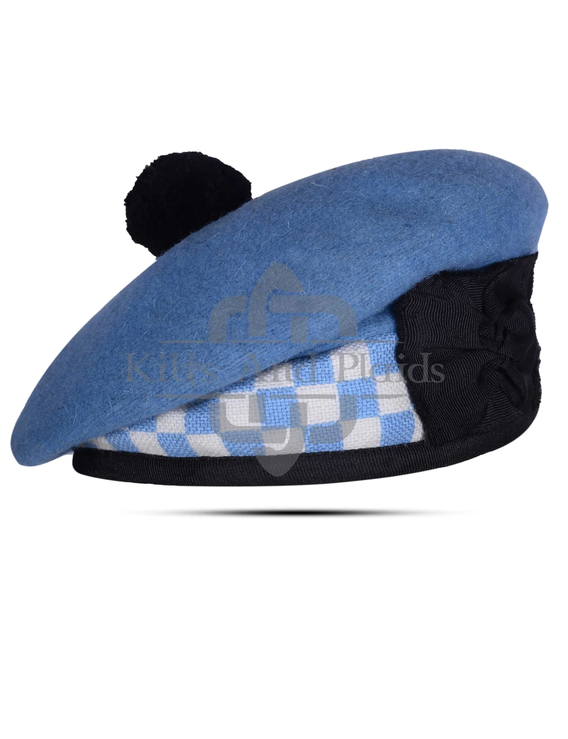 Sky Blue Wool Diced Balmoral Cap