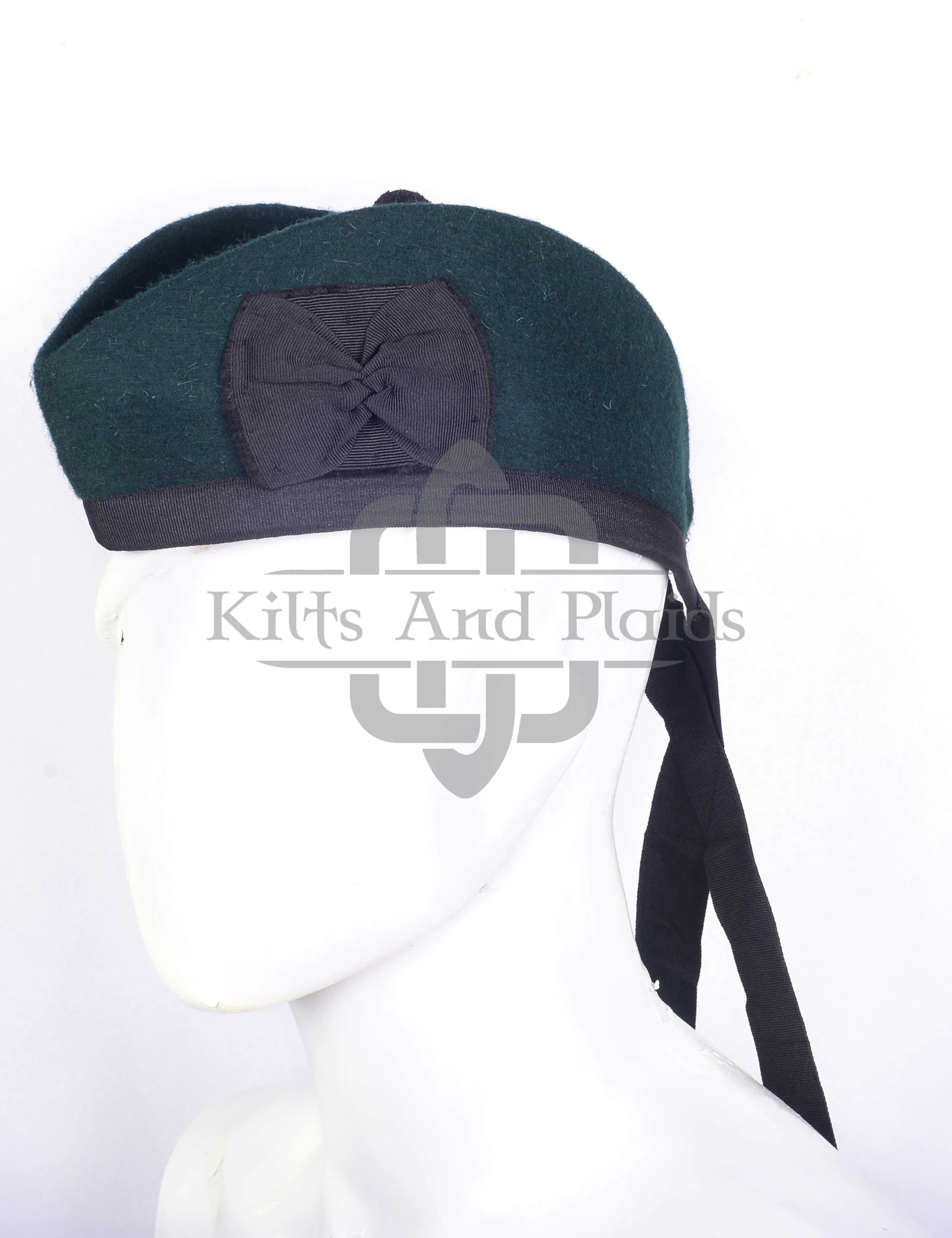 Solid Green Wool Plain Glengarry Cap