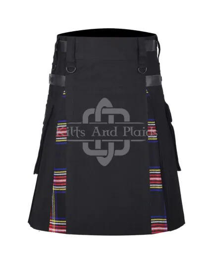 Sterwar Black Cotton Hybrid Utility kilt