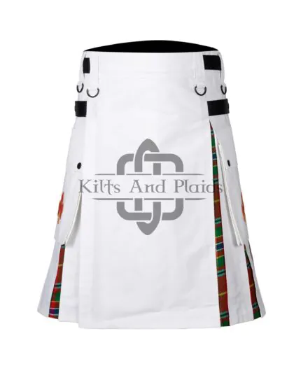 White Cotton Munro Tartan Hybrid Kilt
