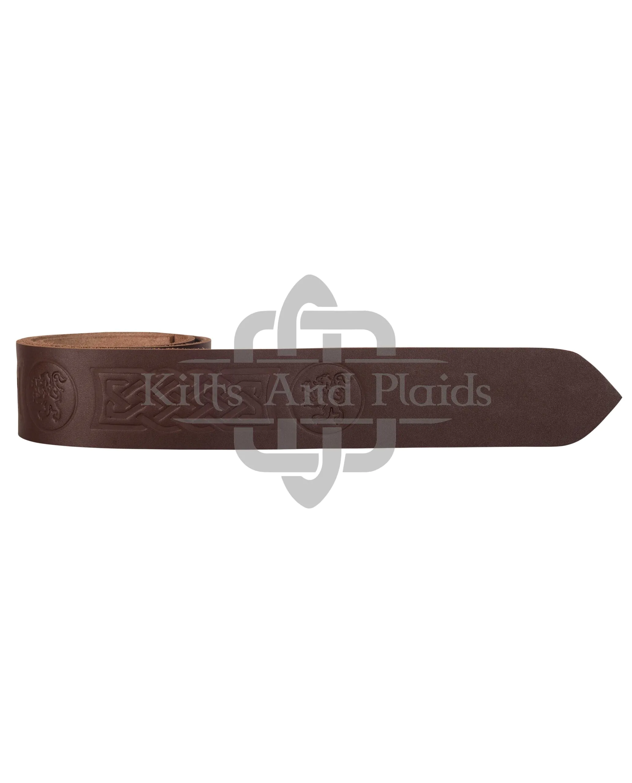 Rampant Lion Embossed Brown Kilt Belt - Image 3