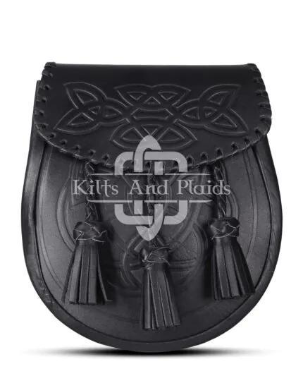 Black Leather Embossed Day Sporran
